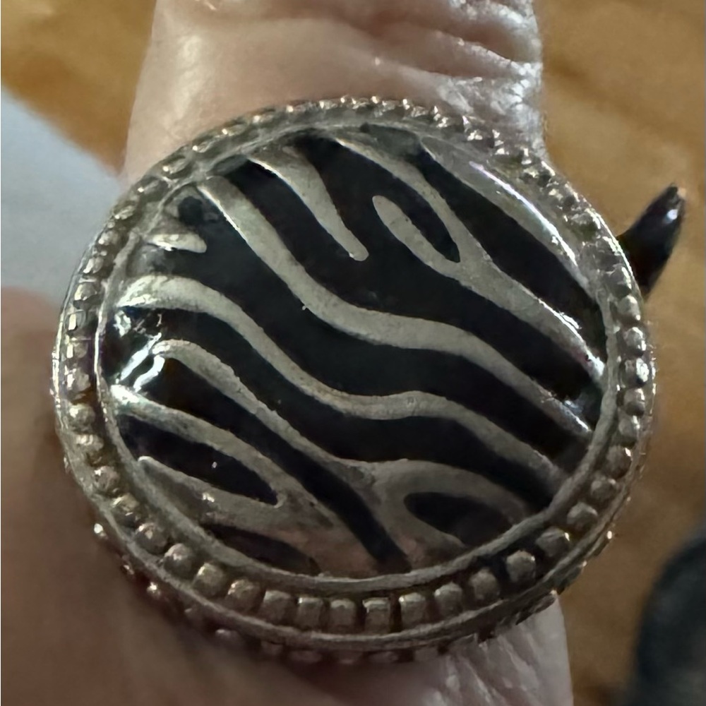 Premier Design Vintage Sterling Silver Zebra print Ring size 10 $65